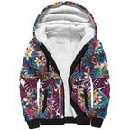 Manly Warringah Sea Eagles Sherpa Hoodie Tropical Hibiscus Floral Pattern With Maroon And White Accents