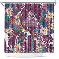 Manly Warringah Sea Eagles Shower Curtain Tropical Hibiscus Floral Pattern With Maroon And White Accents