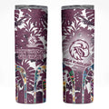Manly Warringah Sea Eagles Skinny Tumbler Tropical Hibiscus Floral Pattern With Maroon And White Accents