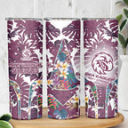 Manly Warringah Sea Eagles Skinny Tumbler Tropical Hibiscus Floral Pattern With Maroon And White Accents
