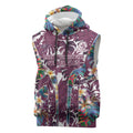 Manly Warringah Sea Eagles Sleeveless Hoodie Tropical Hibiscus Floral Pattern With Maroon And White Accents