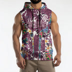 Manly Warringah Sea Eagles Sleeveless Hoodie Tropical Hibiscus Floral Pattern With Maroon And White Accents
