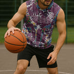 Manly Warringah Sea Eagles Sleeveless Hoodie Tropical Hibiscus Floral Pattern With Maroon And White Accents