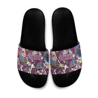 Manly Warringah Sea Eagles Slide Sandals Tropical Hibiscus Floral Pattern With Maroon And White Accents