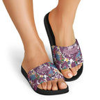 Manly Warringah Sea Eagles Slide Sandals Tropical Hibiscus Floral Pattern With Maroon And White Accents