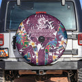 Manly Warringah Sea Eagles Spare Tire Cover Tropical Hibiscus Floral Pattern With Maroon And White Accents