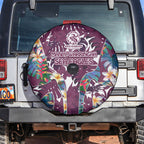 Manly Warringah Sea Eagles Spare Tire Cover Tropical Hibiscus Floral Pattern With Maroon And White Accents