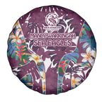 Manly Warringah Sea Eagles Spare Tire Cover Tropical Hibiscus Floral Pattern With Maroon And White Accents