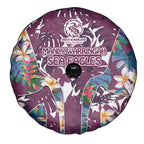 Manly Warringah Sea Eagles Spare Tire Cover Tropical Hibiscus Floral Pattern With Maroon And White Accents