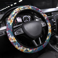 Manly Warringah Sea Eagles Steering Wheel Cover Tropical Hibiscus Floral Pattern With Maroon And White Accents