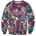 Manly Warringah Sea Eagles Sweatshirt Tropical Hibiscus Floral Pattern With Maroon And White Accents