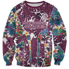 Manly Warringah Sea Eagles Sweatshirt Tropical Hibiscus Floral Pattern With Maroon And White Accents