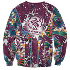 Manly Warringah Sea Eagles Sweatshirt Tropical Hibiscus Floral Pattern With Maroon And White Accents