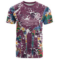Manly Warringah Sea Eagles T Shirt Tropical Hibiscus Floral Pattern With Maroon And White Accents