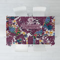 Manly Warringah Sea Eagles Tablecloth Tropical Hibiscus Floral Pattern With Maroon And White Accents