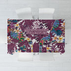 Manly Warringah Sea Eagles Tablecloth Tropical Hibiscus Floral Pattern With Maroon And White Accents
