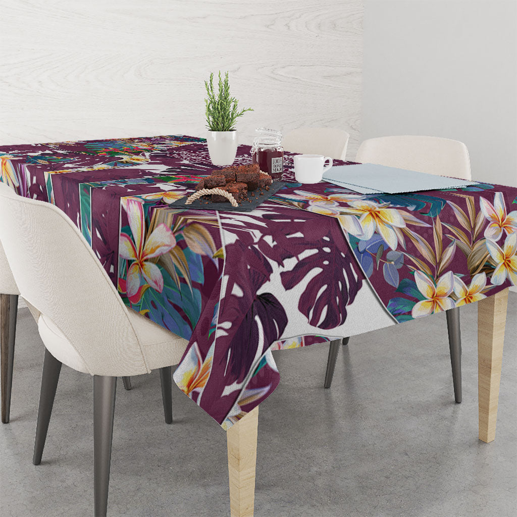 Manly Warringah Sea Eagles Tablecloth Tropical Hibiscus Floral Pattern With Maroon And White Accents