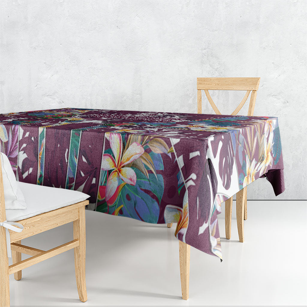 Manly Warringah Sea Eagles Tablecloth Tropical Hibiscus Floral Pattern With Maroon And White Accents