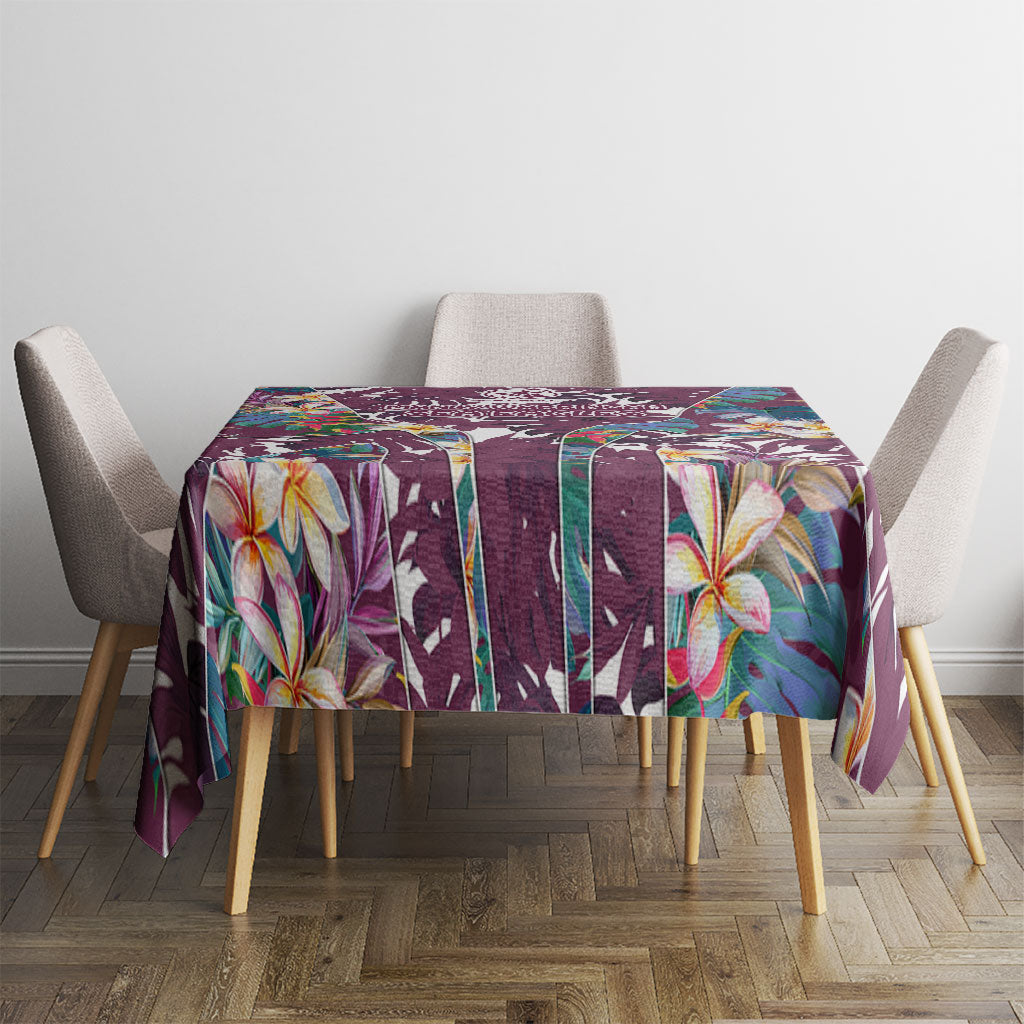 Manly Warringah Sea Eagles Tablecloth Tropical Hibiscus Floral Pattern With Maroon And White Accents