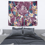 Manly Warringah Sea Eagles Tapestry Tropical Hibiscus Floral Pattern With Maroon And White Accents