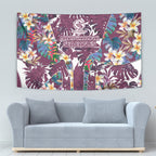 Manly Warringah Sea Eagles Tapestry Tropical Hibiscus Floral Pattern With Maroon And White Accents