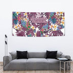 Manly Warringah Sea Eagles Tapestry Tropical Hibiscus Floral Pattern With Maroon And White Accents