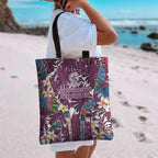 Manly Warringah Sea Eagles Tote Bag Tropical Hibiscus Floral Pattern With Maroon And White Accents