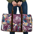 Manly Warringah Sea Eagles Travel Bag Tropical Hibiscus Floral Pattern With Maroon And White Accents