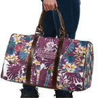 Manly Warringah Sea Eagles Travel Bag Tropical Hibiscus Floral Pattern With Maroon And White Accents