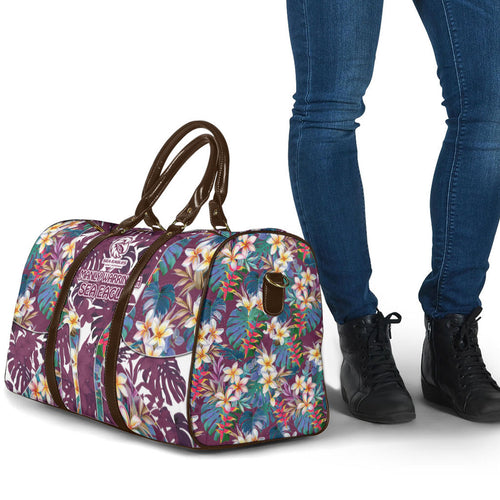 Manly Warringah Sea Eagles Travel Bag Tropical Hibiscus Floral Pattern With Maroon And White Accents
