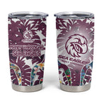 Manly Warringah Sea Eagles Tumbler Cup Tropical Hibiscus Floral Pattern With Maroon And White Accents