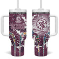 Manly Warringah Sea Eagles Tumbler With Handle Tropical Hibiscus Floral Pattern With Maroon And White Accents