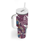 Manly Warringah Sea Eagles Tumbler With Handle Tropical Hibiscus Floral Pattern With Maroon And White Accents