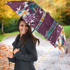 Manly Warringah Sea Eagles Umbrella Tropical Hibiscus Floral Pattern With Maroon And White Accents