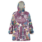 Manly Warringah Sea Eagles Wearable Blanket Hoodie Tropical Hibiscus Floral Pattern With Maroon And White Accents