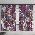 Manly Warringah Sea Eagles Window Curtain Tropical Hibiscus Floral Pattern With Maroon And White Accents