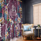Manly Warringah Sea Eagles Window Curtain Tropical Hibiscus Floral Pattern With Maroon And White Accents