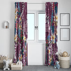 Manly Warringah Sea Eagles Window Curtain Tropical Hibiscus Floral Pattern With Maroon And White Accents