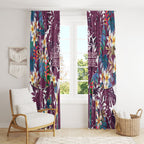 Manly Warringah Sea Eagles Window Curtain Tropical Hibiscus Floral Pattern With Maroon And White Accents