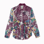 Manly Warringah Sea Eagles Women Casual Shirt Tropical Hibiscus Floral Pattern With Maroon And White Accents