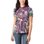 Manly Warringah Sea Eagles Women Polo Shirt Tropical Hibiscus Floral Pattern With Maroon And White Accents