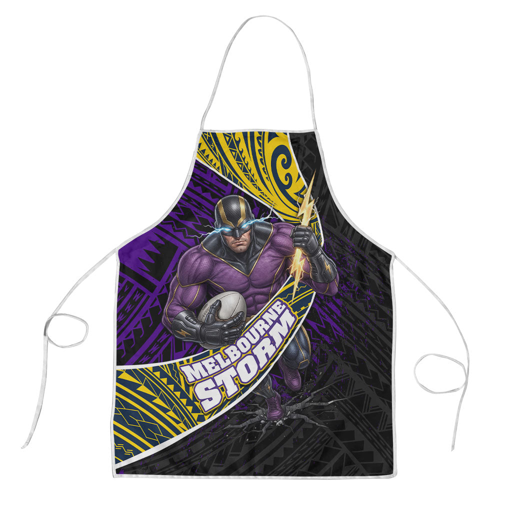 Melbourne Storm Rugby Apron Tribal Polynesian Power Art - Lightning Mascot