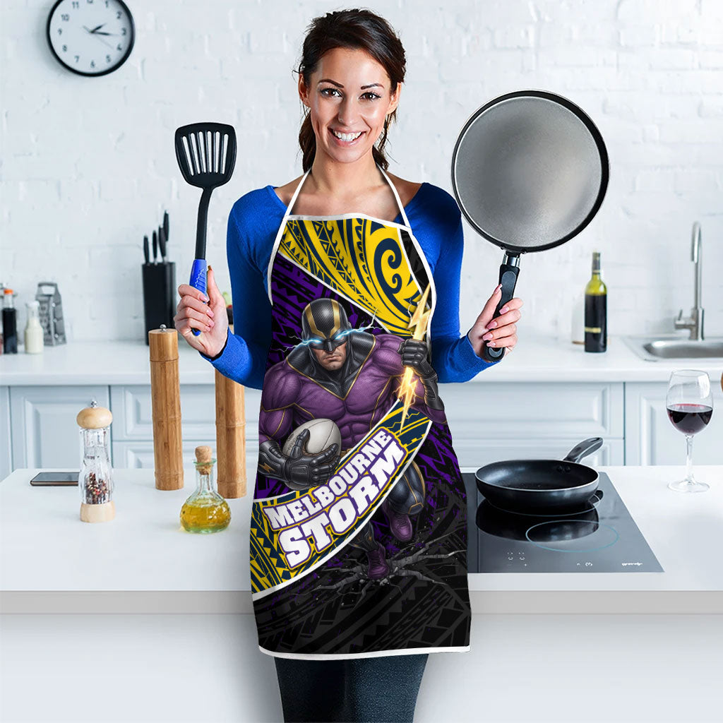Melbourne Storm Rugby Apron Tribal Polynesian Power Art - Lightning Mascot
