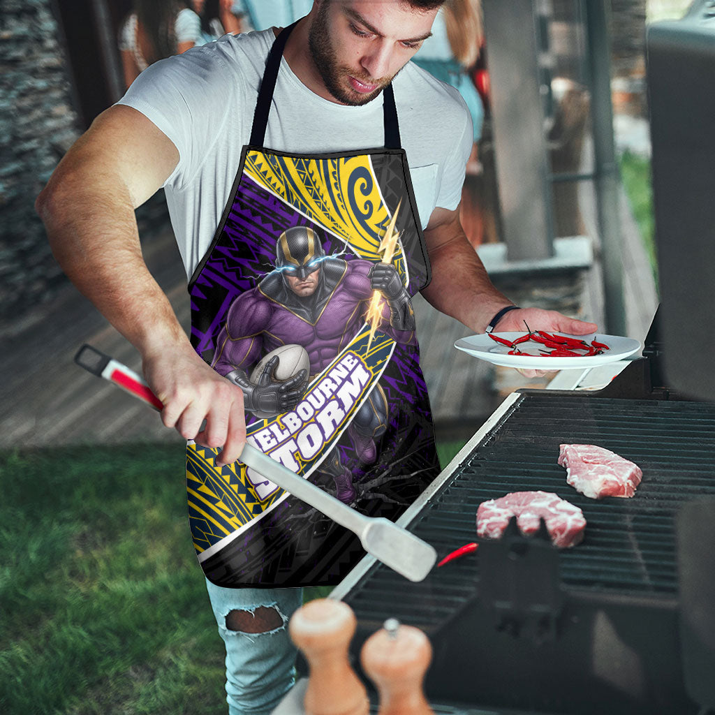 Melbourne Storm Rugby Apron Tribal Polynesian Power Art - Lightning Mascot