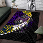 Melbourne Storm Rugby Area Rug Tribal Polynesian Power Art - Lightning Mascot