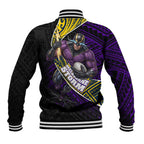 Melbourne Storm Rugby Baseball Jacket Tribal Polynesian Power Art - Lightning Mascot