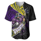 Melbourne Storm Rugby Baseball Jersey Tribal Polynesian Power Art - Lightning Mascot