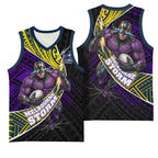 Melbourne Storm Rugby Basketball Jersey Tribal Polynesian Power Art - Lightning Mascot