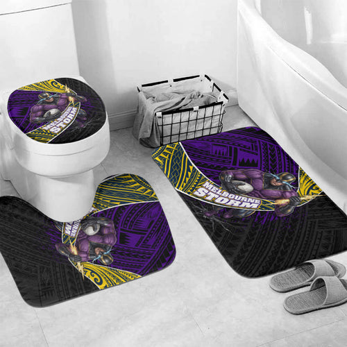 Melbourne Storm Rugby Bathroom Set Tribal Polynesian Power Art - Lightning Mascot