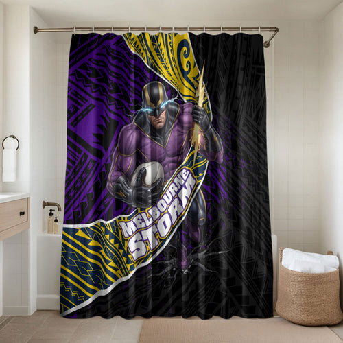 Melbourne Storm Rugby Bathroom Set Tribal Polynesian Power Art - Lightning Mascot